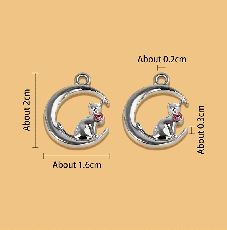 2g Weight Pendant Jewelry Making Type 1 Piece Alloy Zircon Moon Cat Pendant