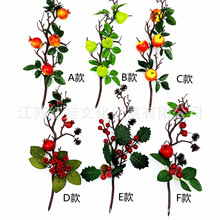 跨境新品 圣诞装饰插枝 浆果红果松果苹果水果等圣诞插枝DIY花束