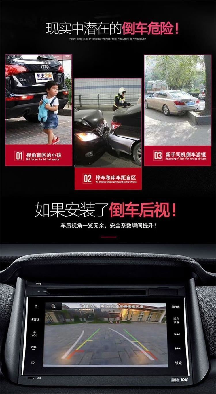 Ahd Rear-Mounted Reversing Camera 720P High-Definition Fisheye Night Vision 1080P Ultra-High-Definition Ccd Vehicle Reversing Image