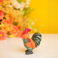 创意木雕公鸡摆件工艺品家居桌面装饰仿真小摆件可爱动物造型