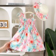 女童背心裙夏2025网红打卡夏季新款童碎花无袖公主吊带连衣裙薄款