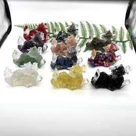 天然水晶碎石中国龙树脂滴胶摆件 办公室家居工艺品摆件厂家批发