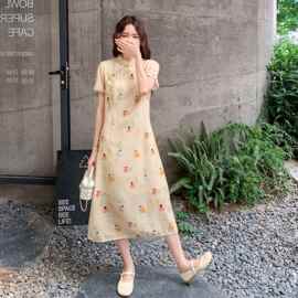 夏季新款小唐人印染国风宽松旗袍式连衣裙X005-P140K208