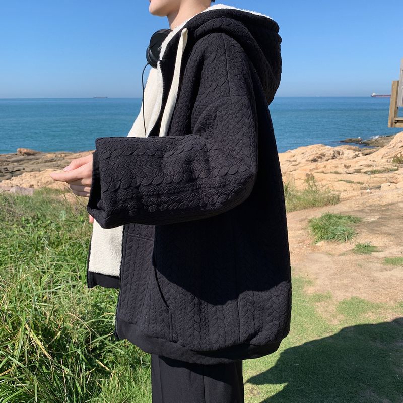 Abrigo de lana de cordero invierno de los hombres forrado de lana engrosada nicho original diseño de ropa acolchada de algodón marca de moda ins hong kong estilo ropa acolchada de algodón