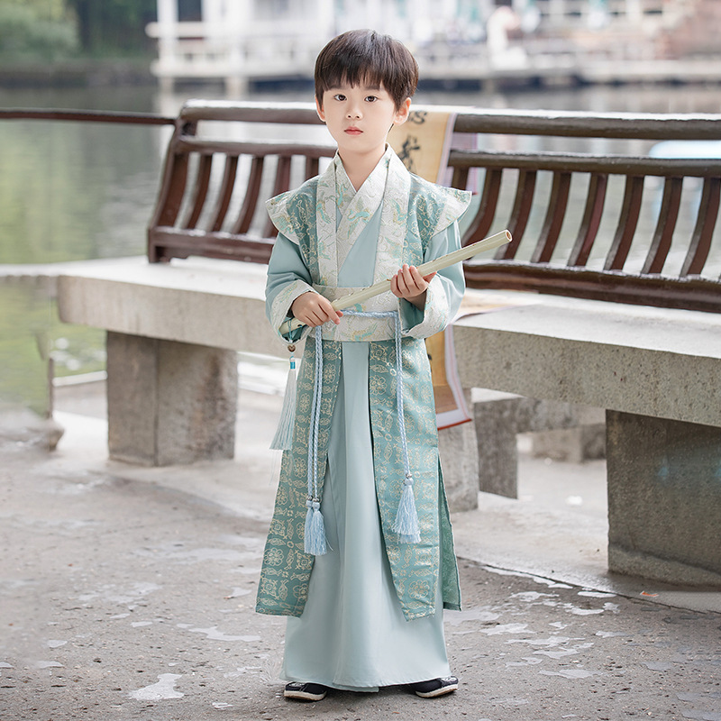 Boys' Hanfu Antique Handsome Summer Thin Short-sleeved Daily Tang Suit National Style Jinyiwei Martial Arts Zhongda Children's Ancient Costume