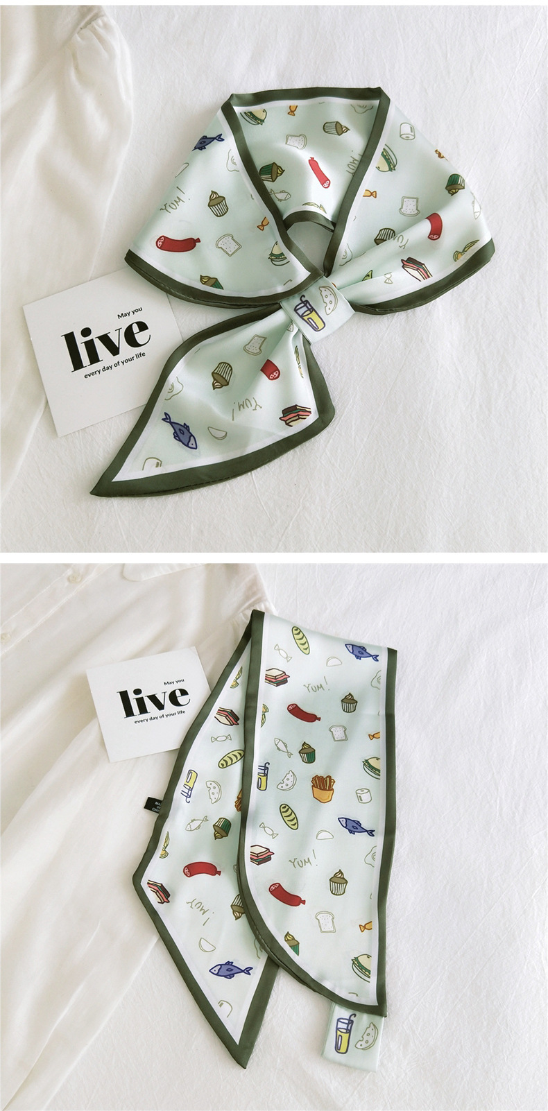 50g Weight Silk Scarf Classification Travel Occasion Unisex Gender Patchwork Design Sweet Style Khaki, Grey, Purple, Red, Green, Blue, Camel, Yellow, Black Color Fashion Printing Small Silk Scarf 29