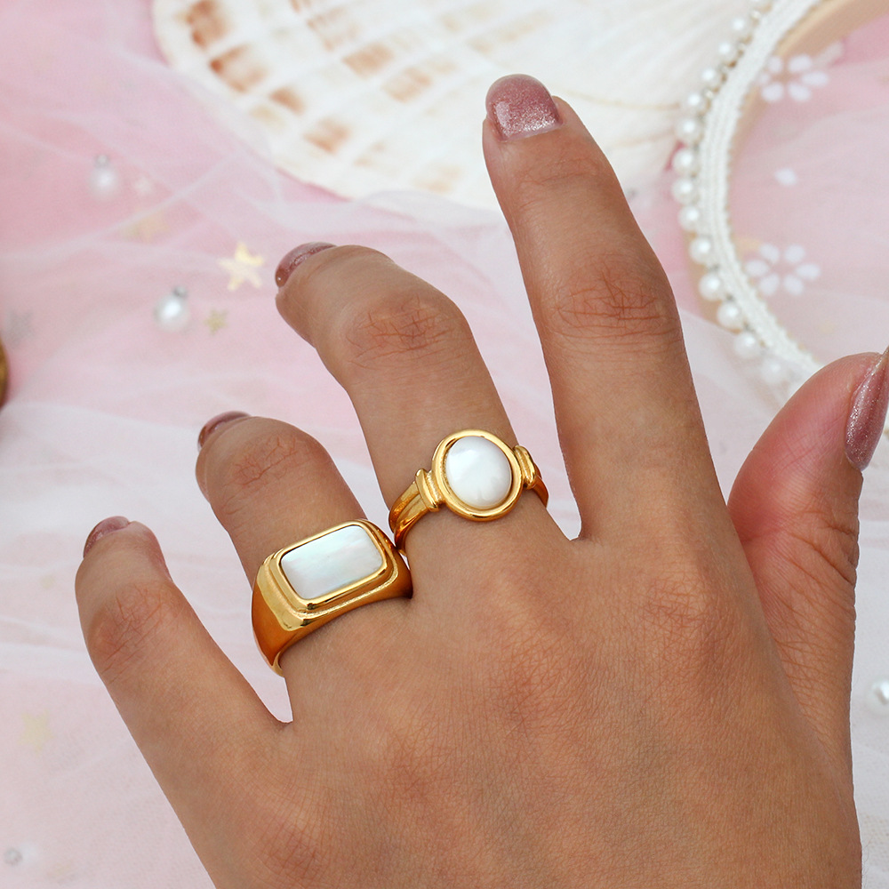 Fashion Round Square Stainless Steel Rings Plating Stainless Steel Rings