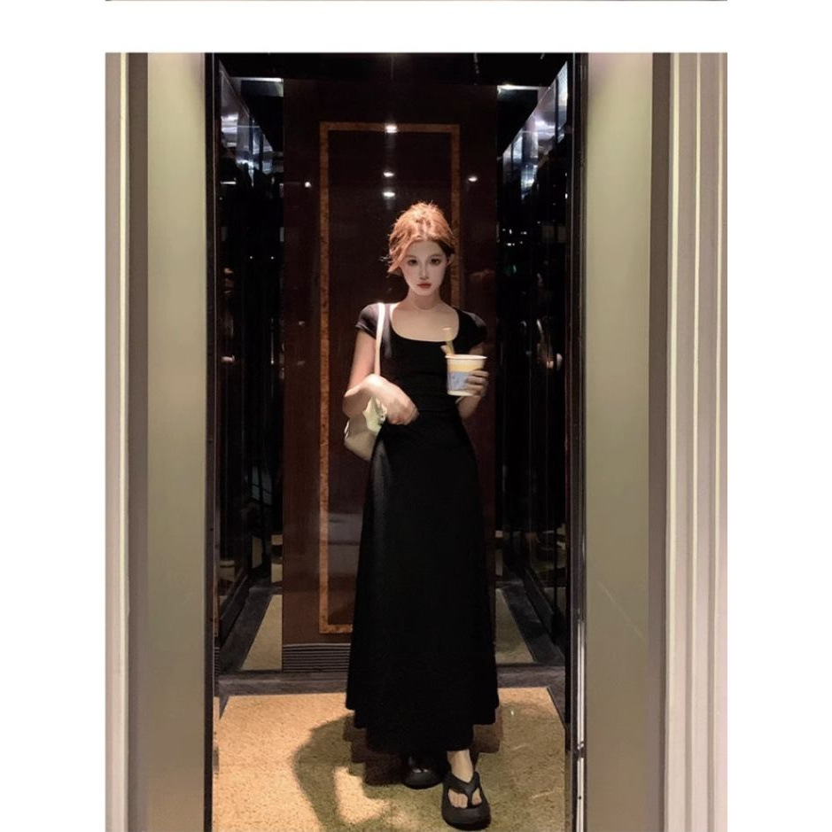 145小矮个子连衣裙女150显高穿搭配收腰法式赫本风高级感中长裙