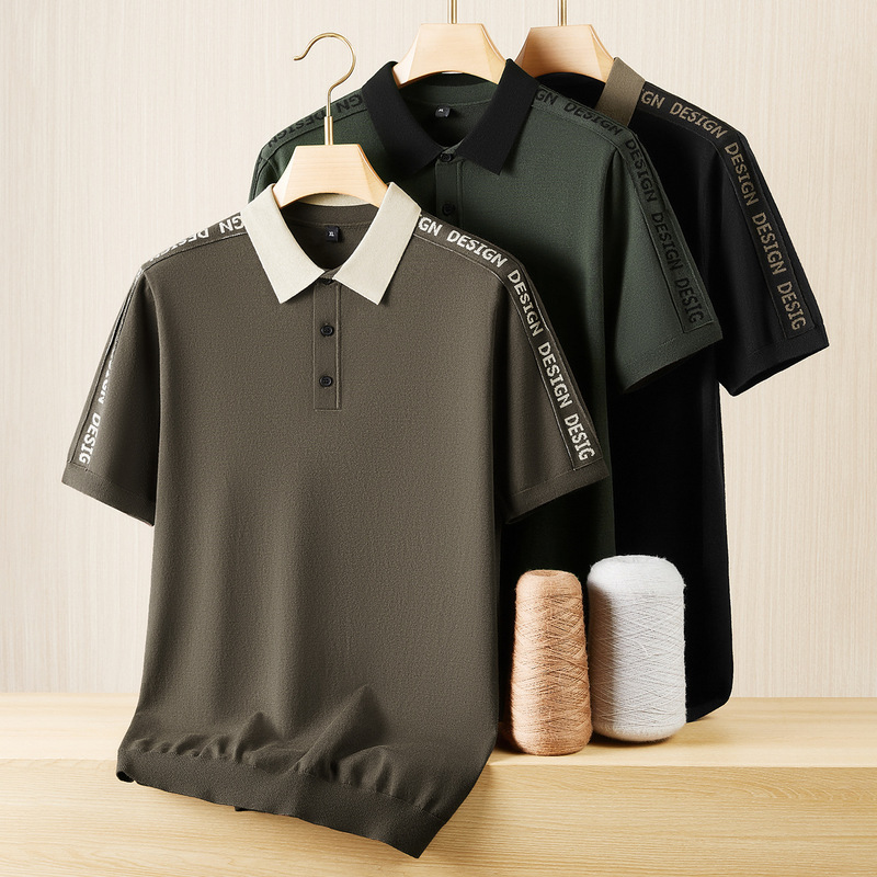 2026 Autumn New Men's Loose-Fit Fashion Plus Size Business Casual Turn-Down Collar Short-Sleeve Sweater 2026 Autumn New Men's Loose-Fit Fashion Plus Size Business Casual Turn-Down Collar Short-Sleeve Sweater