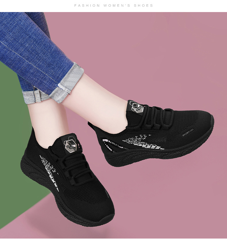 Giày sneaker nữ lưới thoáng khí chạy bộ nhẹ êm chống sốc mùa xuân hè 2025 — DH 98012 đen đỏ, DH 98021 đen trắng, LJ 69319 màu đen, JST 7036m đỏ chi tiết 10
