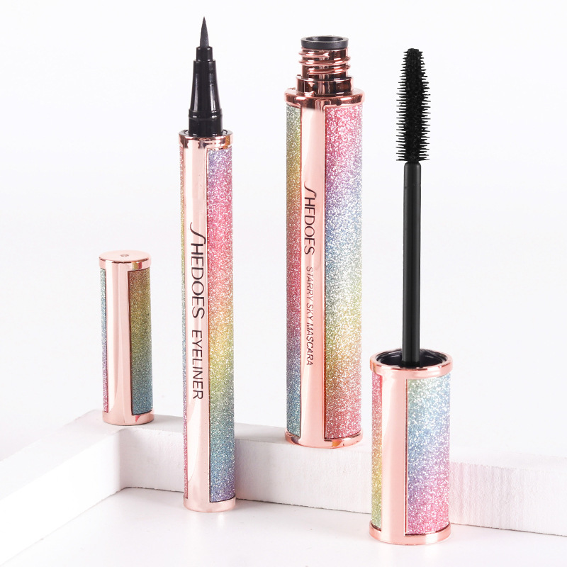 Shedoes Douyin Live Starry Sky 4D rímel Eyeliner Set Impermeable, grueso, rizado, sin manchas, secado rápido