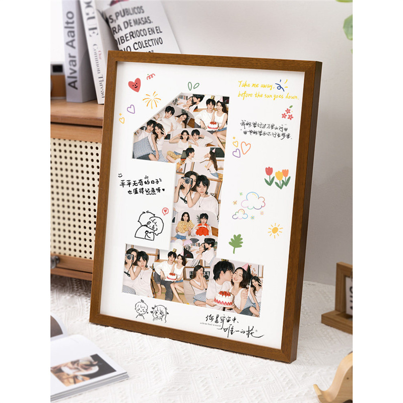 Couple's anniversary photo frame, Valentine's Day gift for boyfriend or girlfriend, birthday handmade DIY photo frame memory album Couple's anniversary photo frame, Valentine's Day gift for boyfriend or girlfriend, birthday handmade DIY photo frame memory album