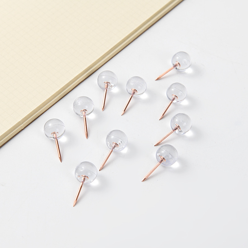 Transparent ball nail rose gold nail 9*20mm cork board photo wall fixed press nail plastic pin nail