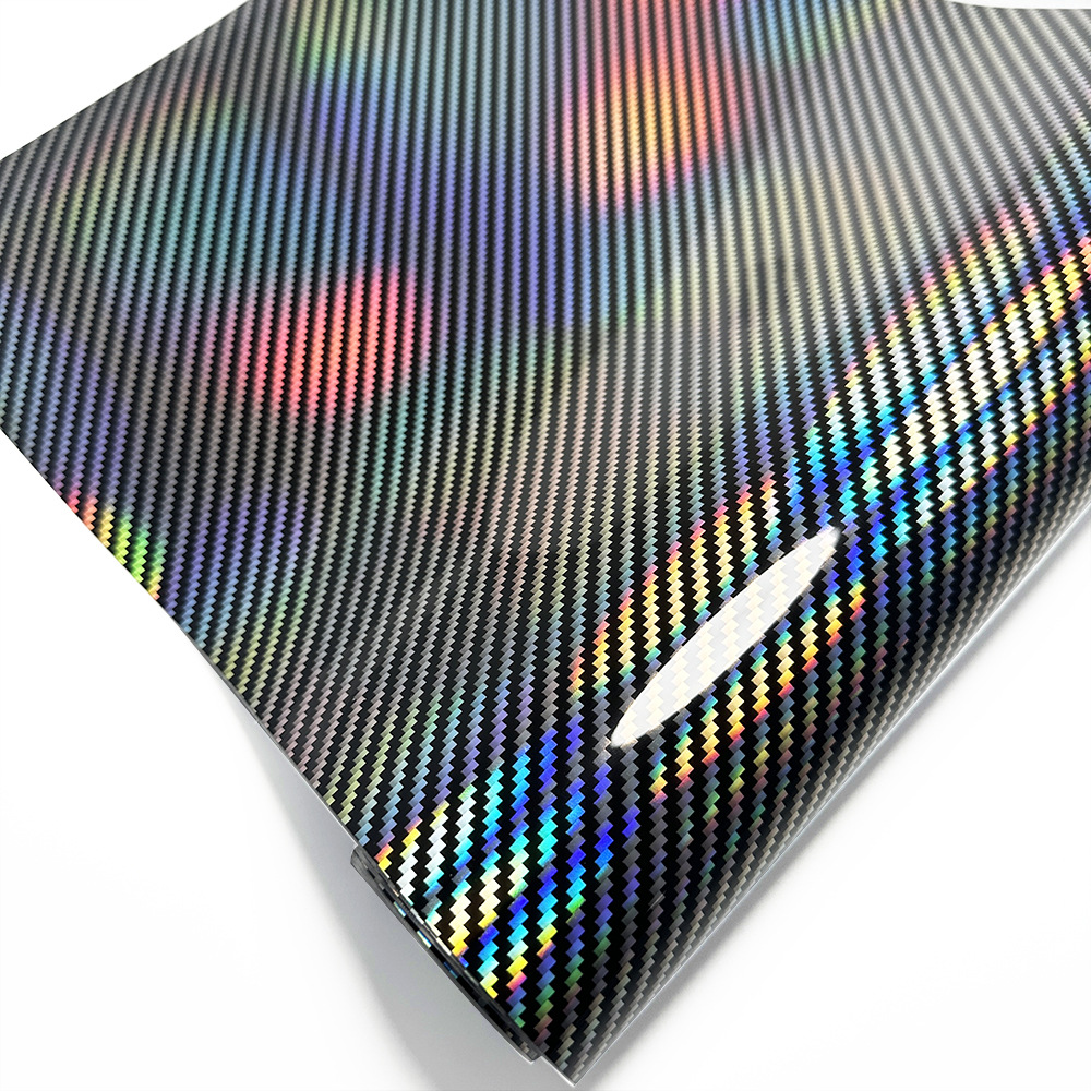 Cross-border new PET9d colorful laser rainbow carbon fiber central control interior sticker rearview mirror full body color change film