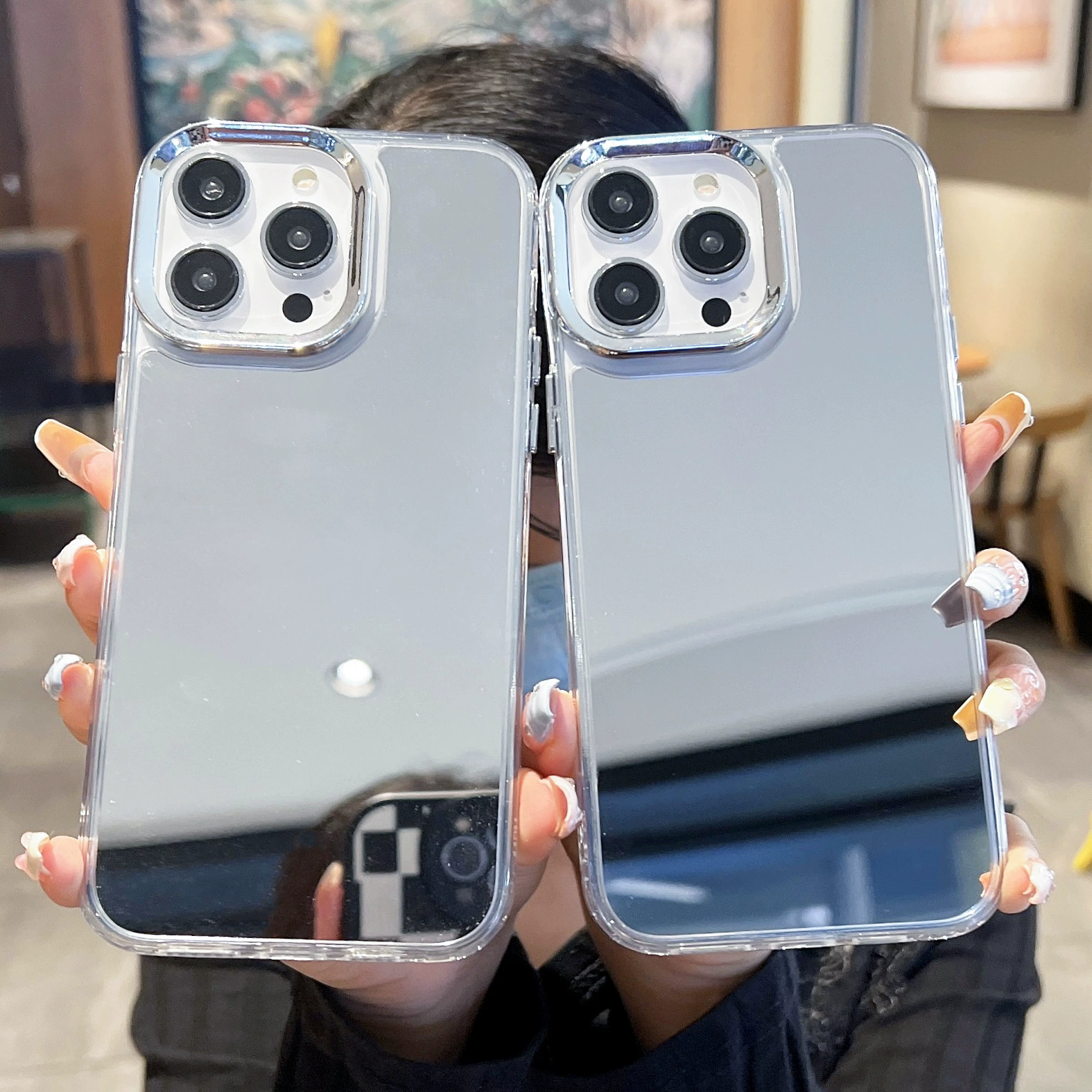 Apple, совместимый чехол для телефона, силиконовый чехол для iPhone 15, зеркальный эффект, 16promax, защита от падений