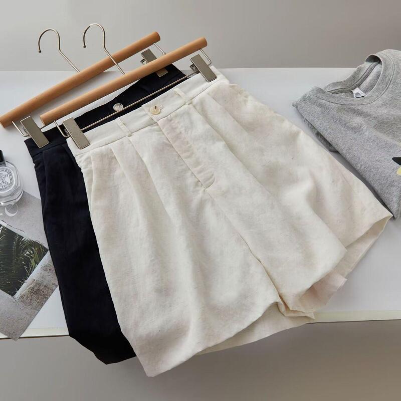 High-quality Tencel linen shorts for women, lightweight and breathable, semi-elastic high-waisted, slimming A-line wide-leg knee-length shorts High-quality Tencel linen shorts for women, lightweight and breathable, semi-elastic high-waisted, slimming A-line wide-leg knee-length shorts