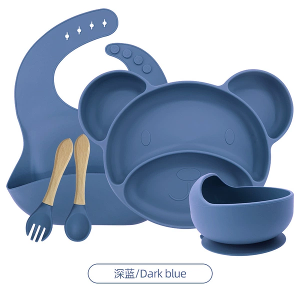 Dark blue set, bib, dinner plate, 5 pieces, 499G