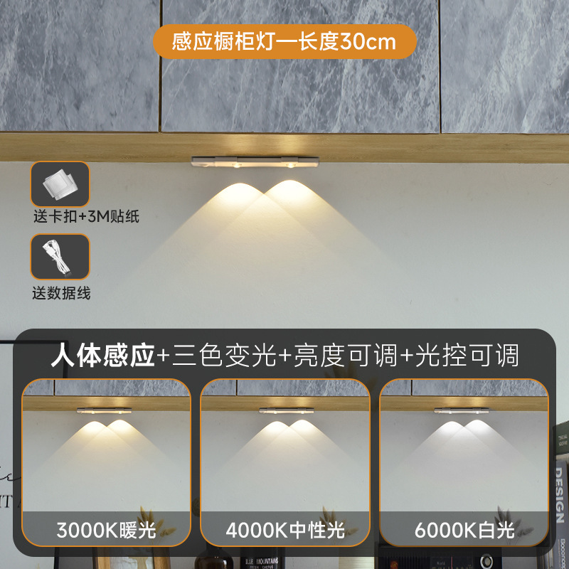 Transfronterizo ultrafino inteligente led luz del sensor del cuerpo auto-adhesivo armario gabinete del vino colina ojo de gato luz con recargable