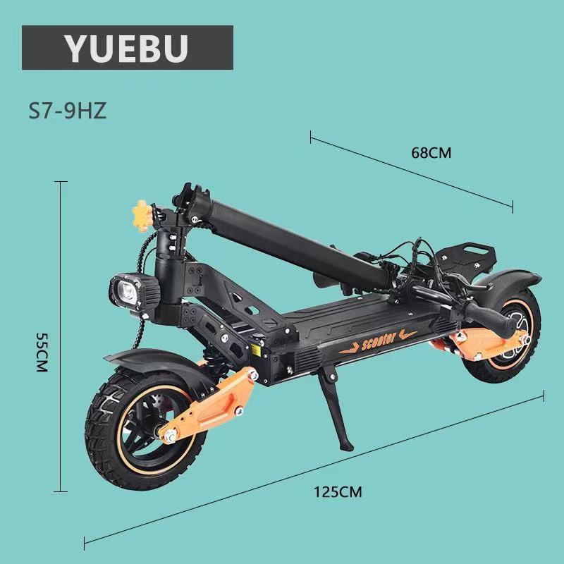 Cross-Border New Hot-Selling 48V Lithium Battery Off-Road Tire Electric Scooter, Foldable Two-Wheeled Adult Folding Mobility Vehicle