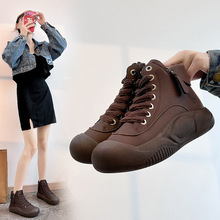 高帮小白鞋女2025秋款秋冬款学生ins潮鞋百搭休闲厚底板鞋女L1322