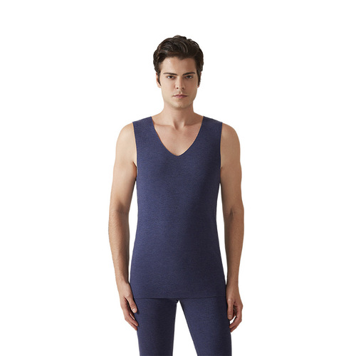 Silk cashmere men's German velvet thermal vest men's seamless heating bottoming vest underwear plus velvet thickened autumn clothes