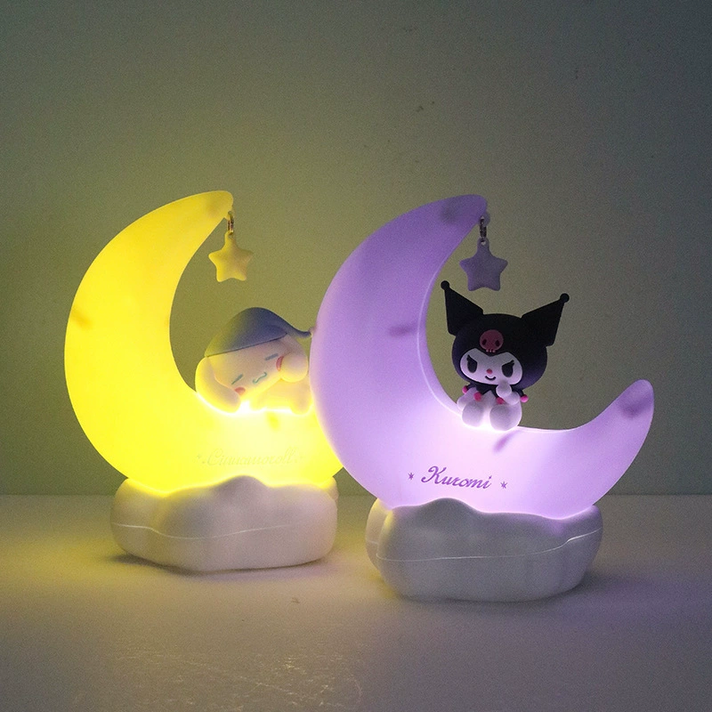 LED Night Light Ornament Sanrio, moon-shaped cute characters, glowing bedside gift