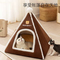 跨境秋冬季猫窝安睡帐篷狗窝中小型犬泰迪深度睡眠猫窝保暖宠物窝