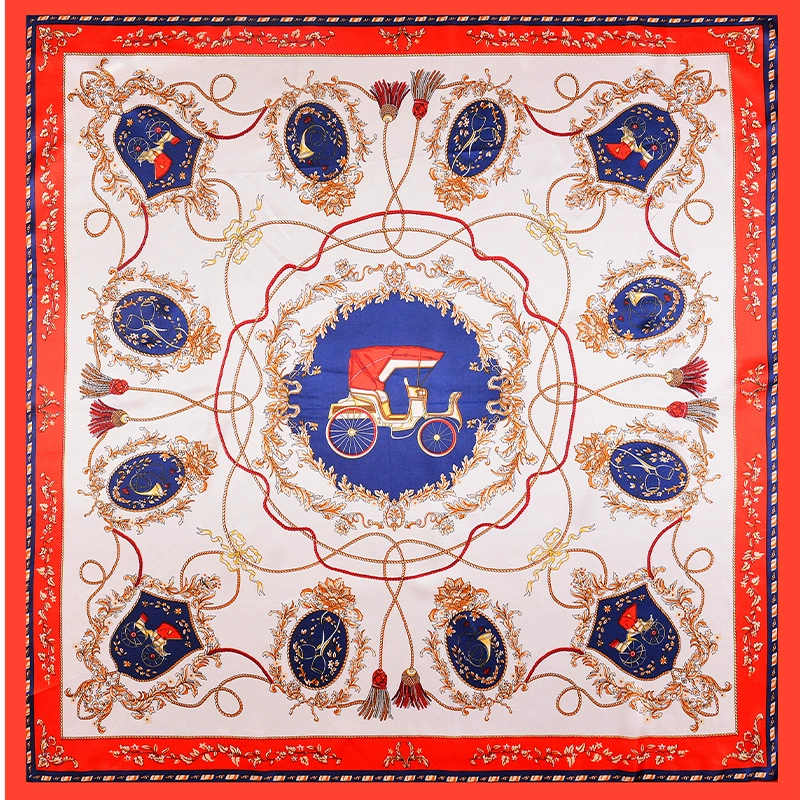 Цепочка, шелковый платок, европейский стиль, тонкое плетение, 90×90 см