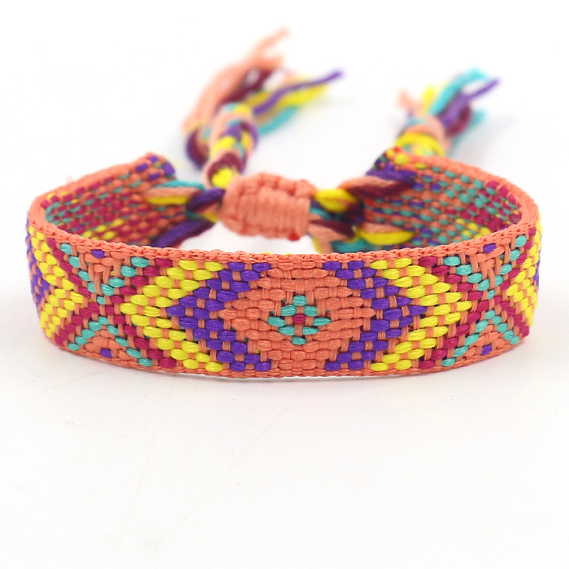 Nueva Cruz-frontera popular de color bohemio tejido pulsera fans correa de muñeca pulsera de la Amistad artística