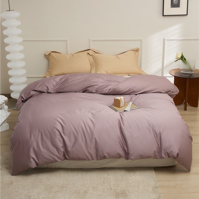 100 fundas de edredón individual de algodón de fibra larga, algodón de cuatro estaciones, color sólido, cama individual simple, funda de almohada individual, sábana de algodón puro