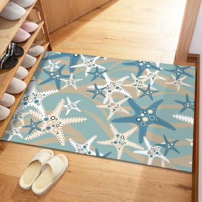 Avtomobil döşəmə paspasları — Mat for Entrance, Toilet - crystal-velvet-cartoon-entrance-door-mat-blue-starfish-4060cm