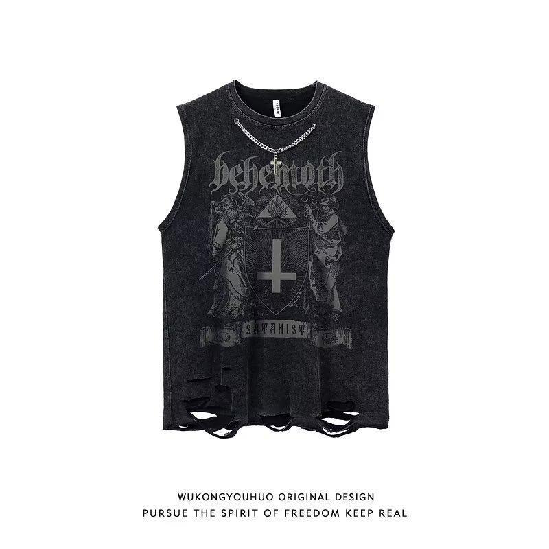 Tide, brand trend T-shirt sleevless for boys, vest hip-hop style, American style