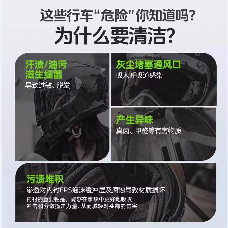 バイクヘルメット洗浄剤、インナーライナー消臭・除菌フォーム、速乾性除染再生剤、ドライクリーニング、除菌・消臭|undefined
