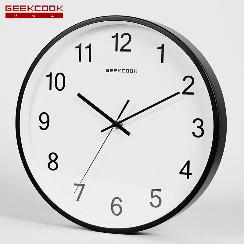 Simple metal mute wall clock: simple digital creative quartz wall clock living room clock manufacturers a substitute