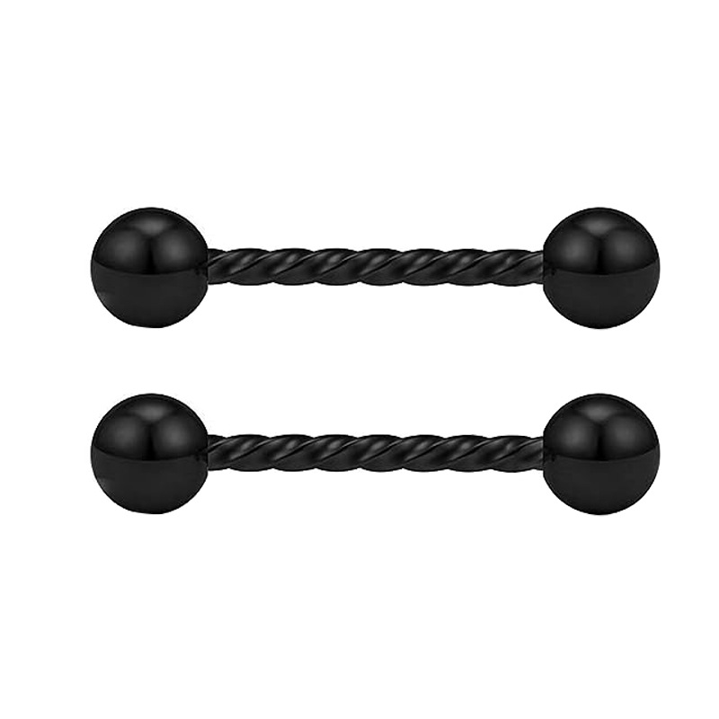 Black Stainless Steel Peach Heart Nipple Chain Ring Body Piercing Jewelry detail image 9