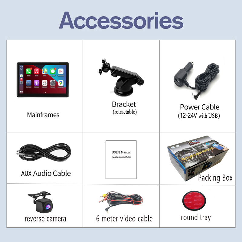 Cross-border foreign trade e-commerce 7-inch car mobile phone screen interconnection portable wireless carplay Auto Bluetooth