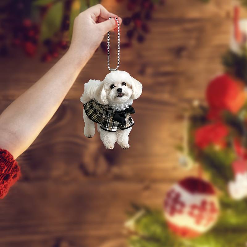 Nuevas lindas camisas a cuadros perros colgante acrílico plano transfronterizo espejo retrovisor de automóvil decoración regalos de vacaciones