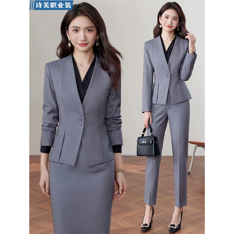 Бесплатная доставка без воротника костюм костюм женский 2025 новый весенний осенний салон красоты отель стойка регистрации комбинезон