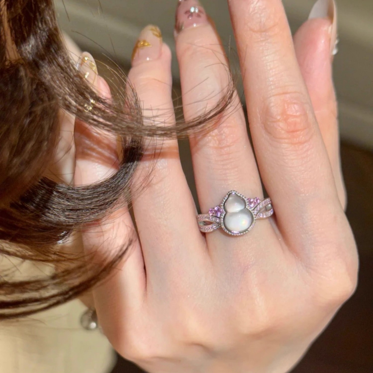 Pink Lady Designer Ring Eis Transparenter Kürbis Diamant Ring_voghion.com