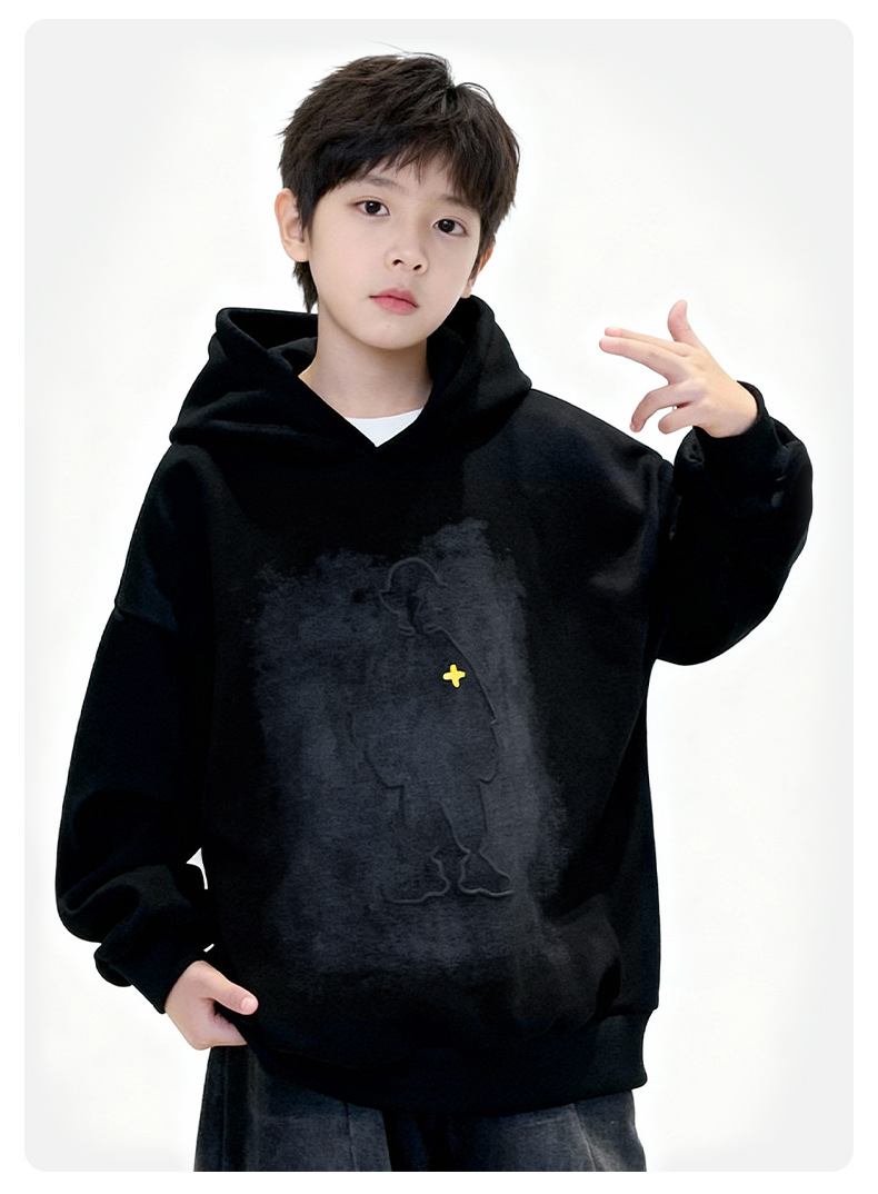 Jongens hoodie met capuchon losvallende pullover trui voor kids_voghion.com