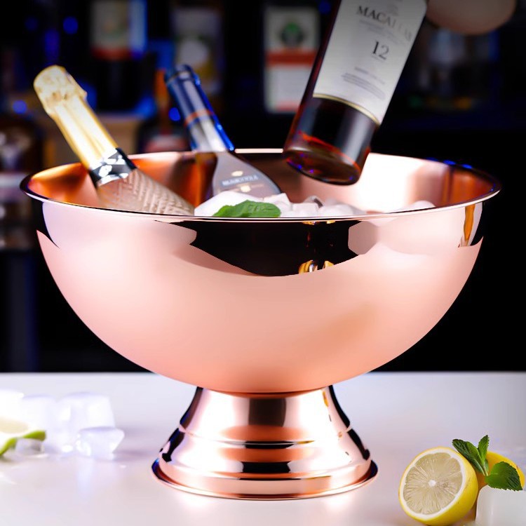 Thickened stainless steel champagne basin ice bucket bar ice grain ice wine beer red wine ice cube ice bucket punch basin
