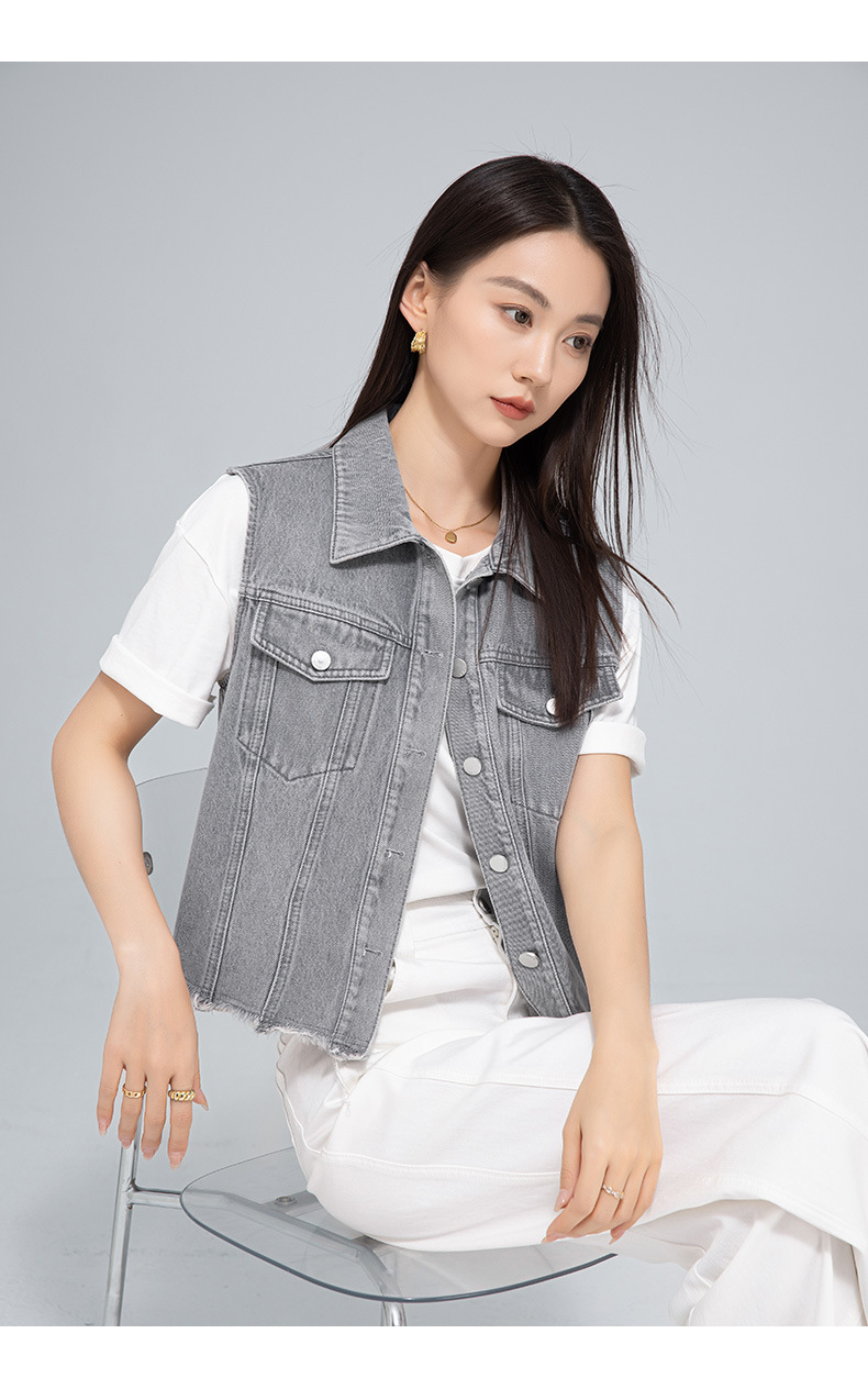 Áo vest denim không tay nữ phong cách Hồng Kông cổ điển — AC65335 chi tiết 19