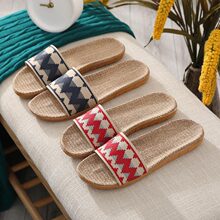 亚麻拖鞋家居夏季批发家用室内居家加厚底软底四季情侣凉拖鞋男女