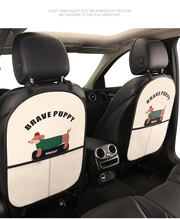 Dachshund Anti-Kick Mat Cartoon Car Seat Back Anti-Kick Mat Car Anti-Stain Mat Anti-Dirt Mat with Storage Bag for Car Interior