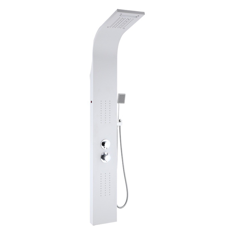 Factory Direct cross-border 304 stainless steel white plastic spray constant temperature LED blue light shower screen shower head
