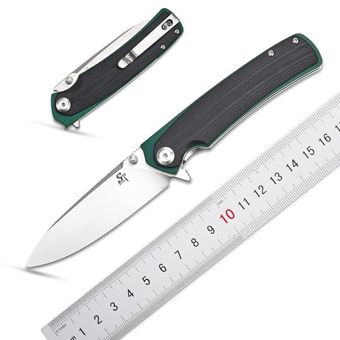 ST127折叠刀D2钢材+双色G10手柄口袋刀适用于户外野营工作刀