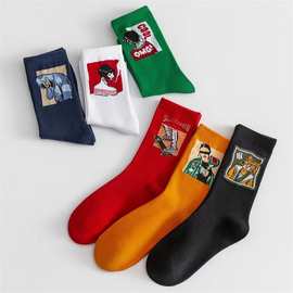 情侣款男女中筒袜ins潮棉袜街头嘻哈学生篮球外穿百搭森系运动袜