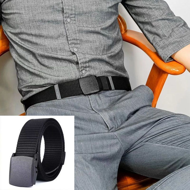 年輕人牛仔褲軍訓戶外尼龍褲帶帆布腰帶男士女自動扣休閒學生皮帶