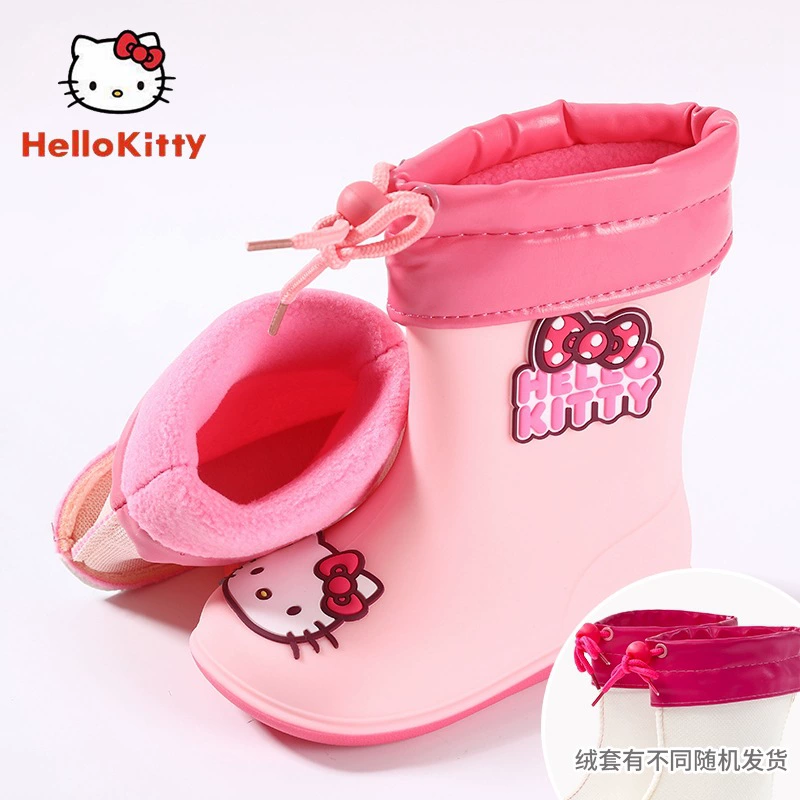 Оригинальные товары Резиновая обувь Cat от дождя, зимние теплые резиновые сапоги на флисовой подкладке, Мужская Нескользящая детская Водная обувь с героями мультфильмов, Женская