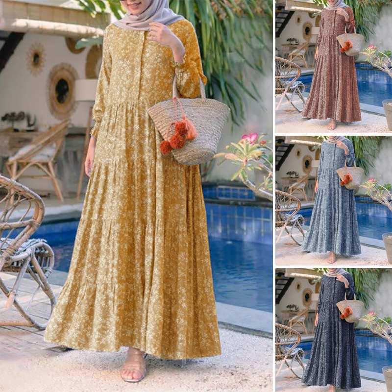 Creative 2026 Spring Bohemian Floral Casual Elegant Women's Round Neck Flared Dress Creative 2026 Spring Bohemian Floral Casual Elegant Women's Round Neck Flared Dress